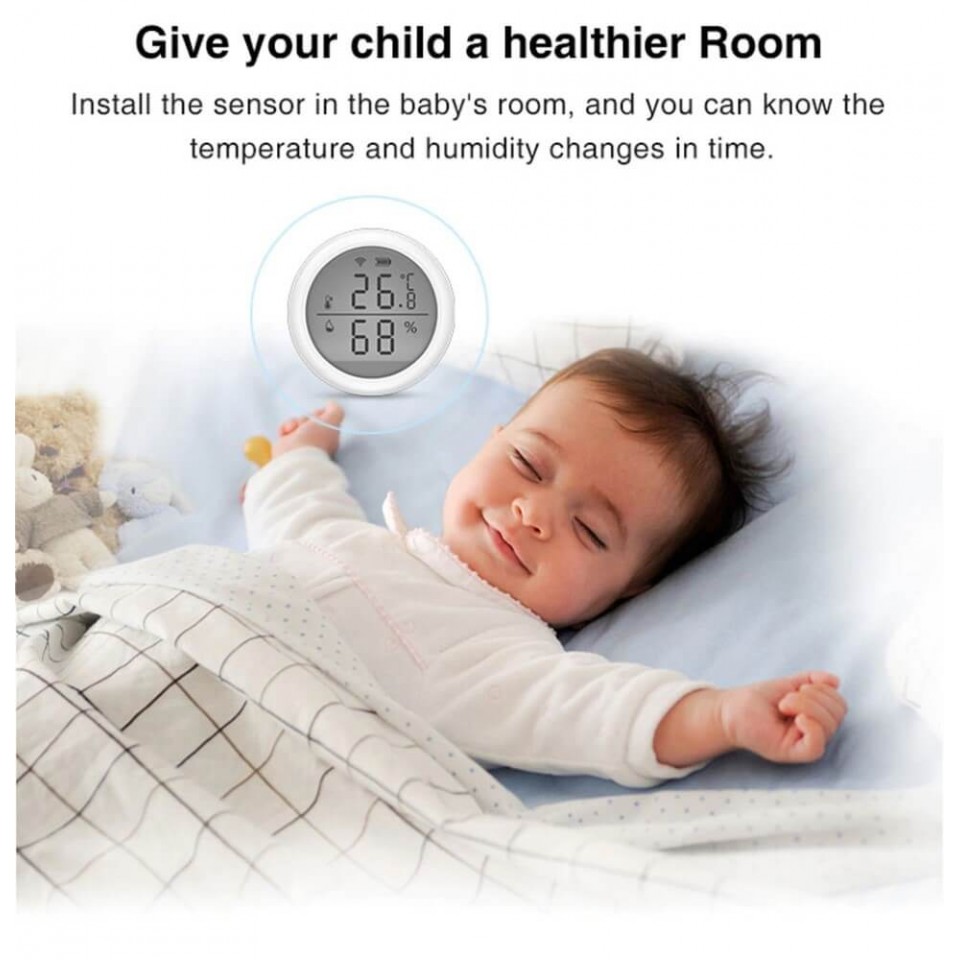 Tuya Smart WiFi Temperature and Humidity Sensor With Alarm Room Thermometer Works with Alexa Google Home